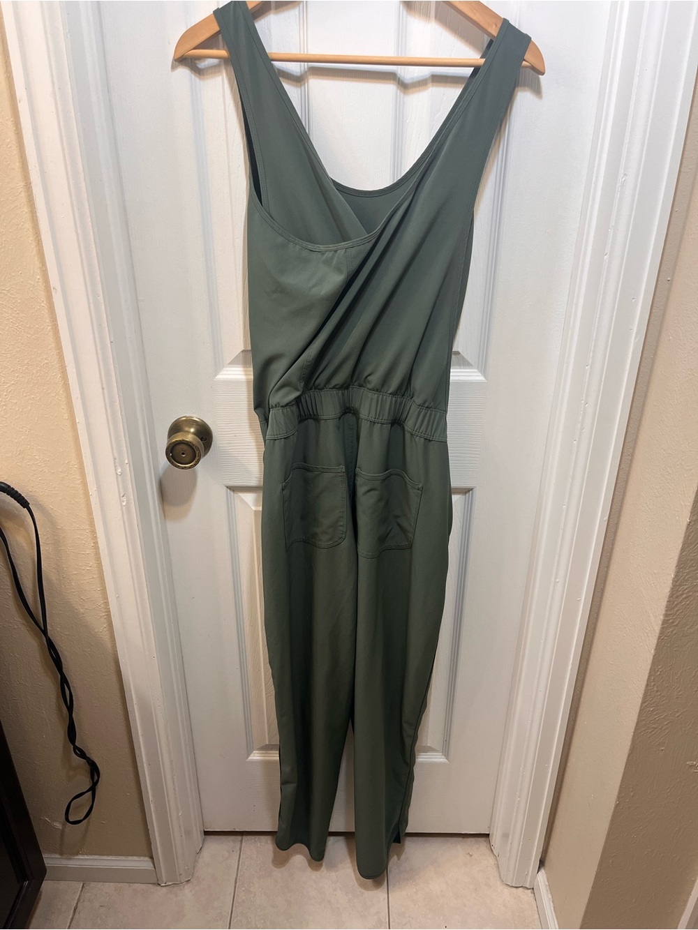 Patagonia Olive Green Sleeveless Drawstring Jogger Jumpsuit - Picture 4 of 6